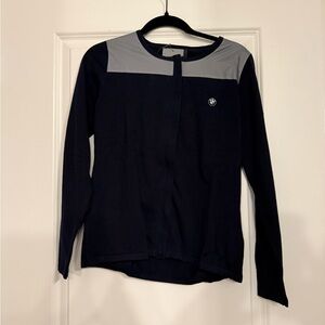 BMW Long Sleeve Cotton Sweater in Navy/Grey Size Large NWT